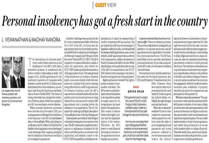 Personal Insolvency has got a fresh start in the country